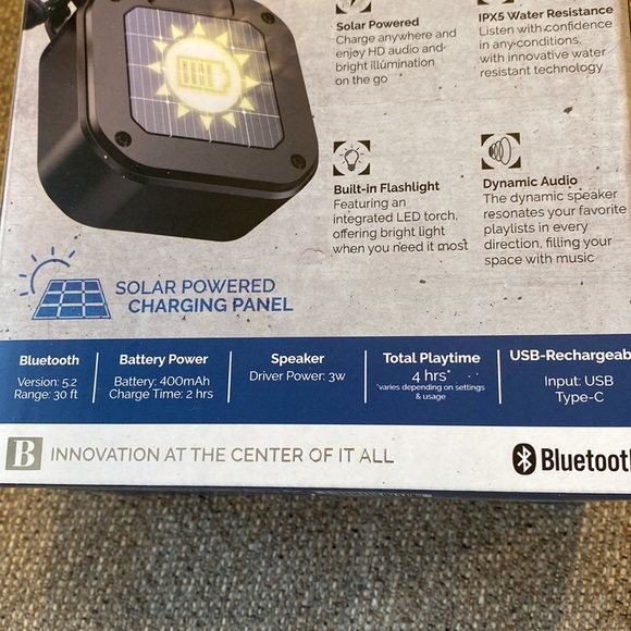 Brookstone rugged venture solar power speaker with flashlight - Picture 5 of 5